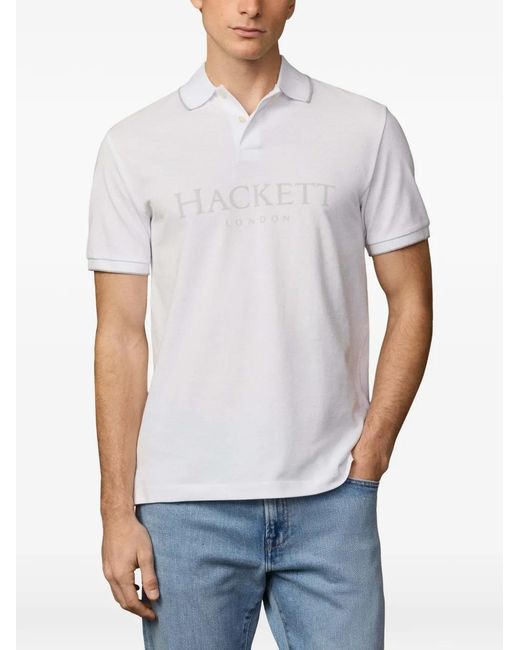 Polo De Piqué Con Logo Estampado Hackett de hombre de color White