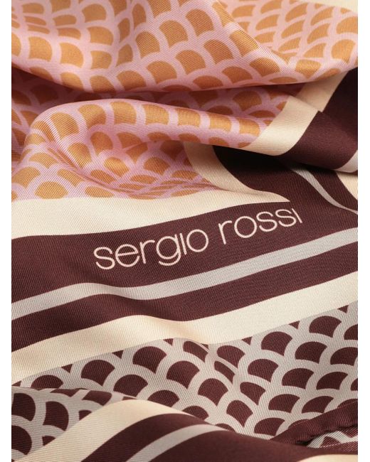 Sergio Rossi Natural Scale-Pattern Silk Scarf