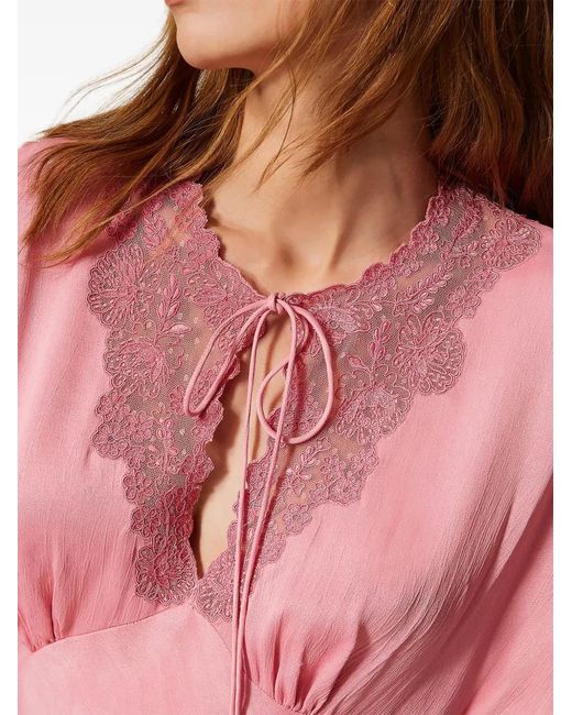 Twinset Pink Short-Sleeve Maxi Dress
