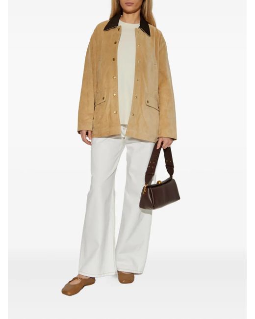 Rag & Bone Natural Press-Stud Suede Jacket
