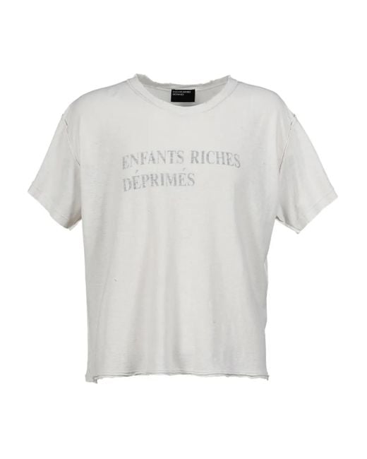 Enfants Riches Deprimes White Logo-Print Distressed T-Shirt for men