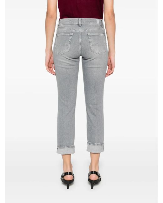 7 For All Mankind Gray Halbhohe Skinny-Jeans