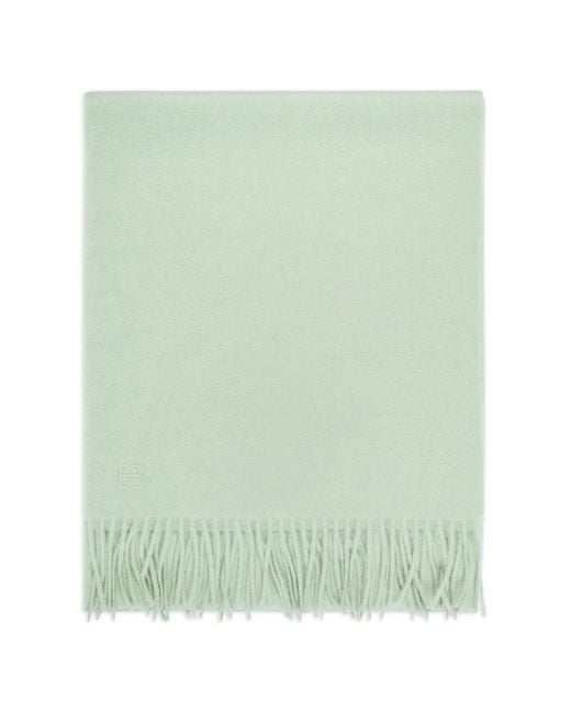 Bompard Green Fringed Monogram Embroidered Scarf