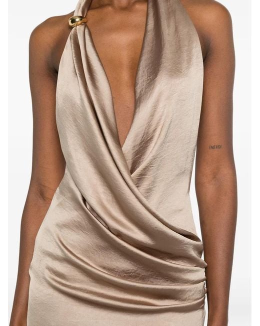 Blumarine Natural Draped Halterneck Dress