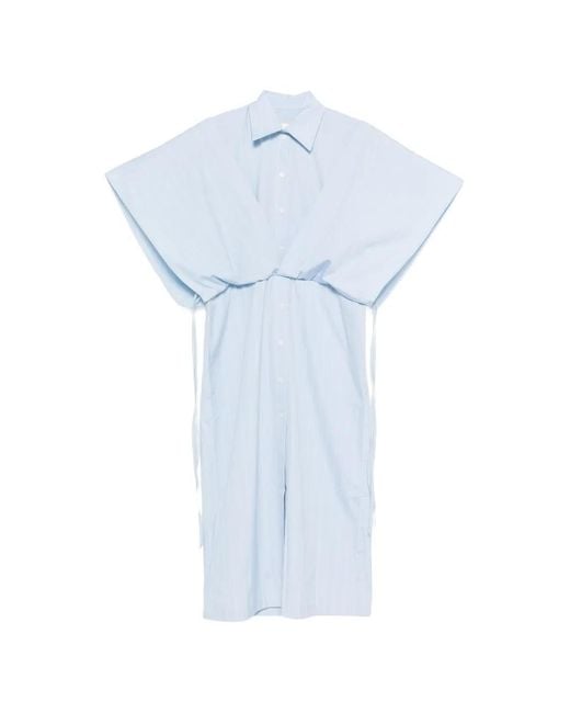 Litkovskaya Blue Striped Panelled Midi Shirt Dress