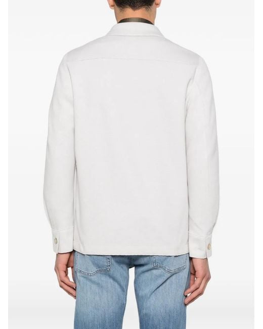 Eleventy White Buttoned Shirt Jacket for men