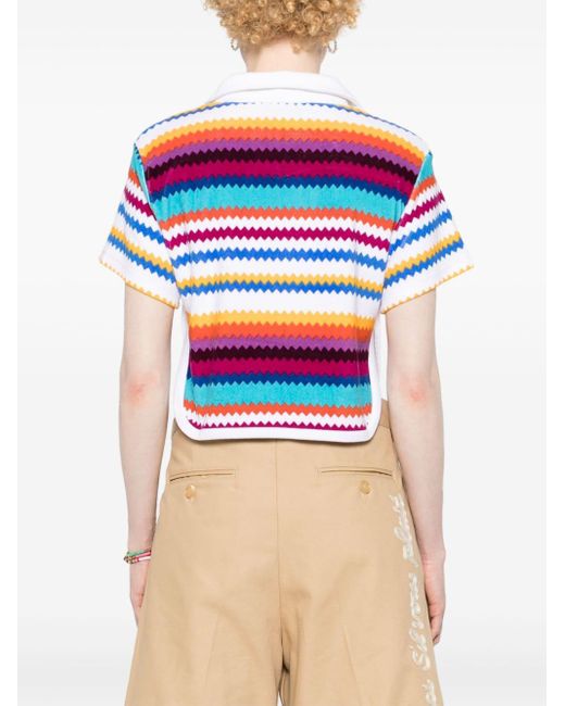 Missoni Blue Zigzag Terry Cropped Polo Shirt