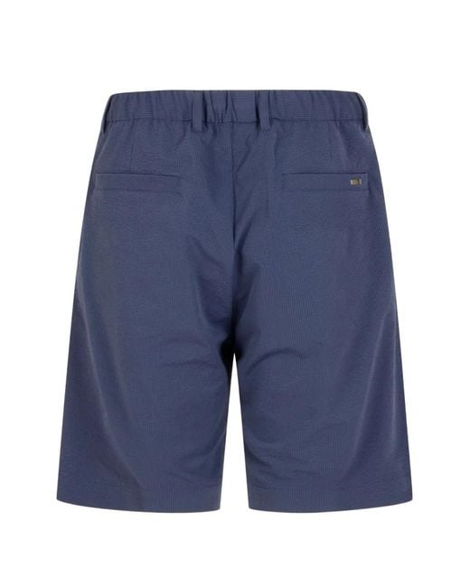 Herno Blue Seersucker-Texture Pleated Shorts for men