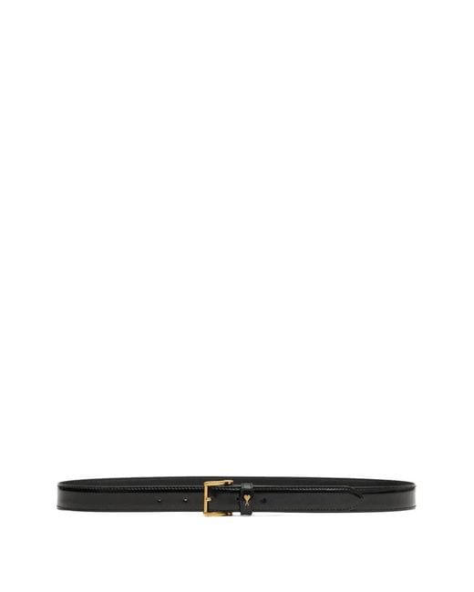 AMI White Glazed Leather Paris Paris 25 Mm Belt