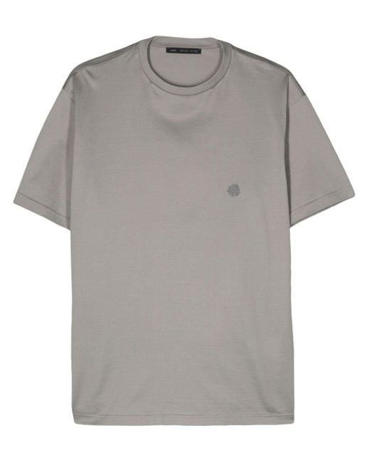 T-shirt con ricamo di Low Brand in Gray da Uomo