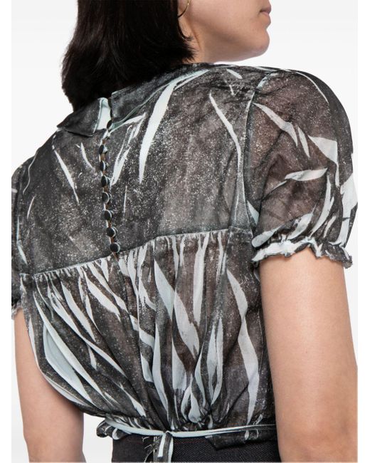Maison Margiela Black Zebra-print Short-sleeve Bodysuit