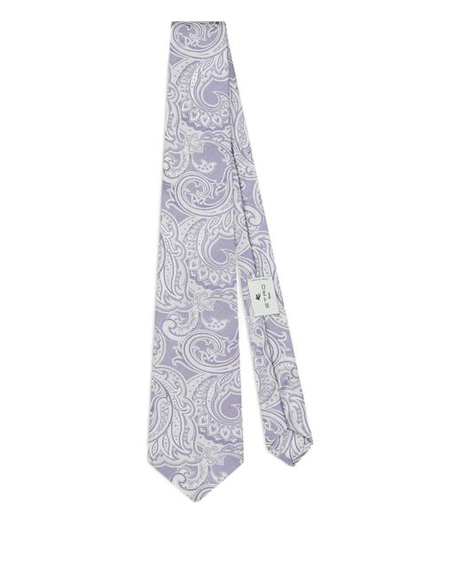 Etro White Striped Jacquard Tie for men