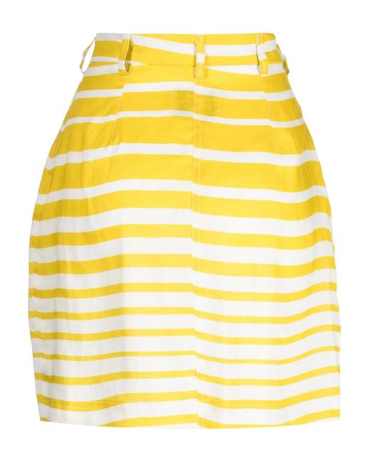 Bambah Yellow Sicily Striped Linen Mini Skirt
