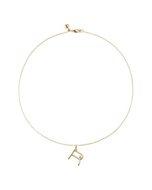 Monica Vinader White Solitaire Diamond Initial R Pendant