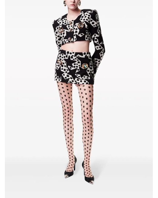 Area Blue Crystal Medallion Jacquard Miniskirt