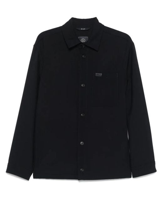Fay Black Wool Overshirt for men
