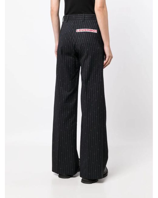 Charles Jeffrey Blue Pinstripe Straight-Leg Trousers
