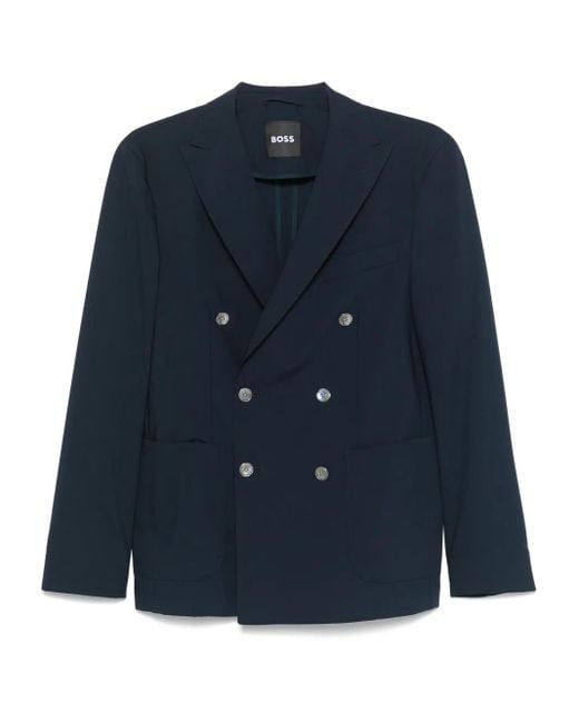Boss Blue Double-Breasted Blazer for men