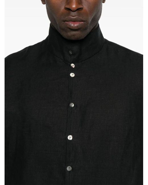 Label Under Construction Black Linen Shirt for men
