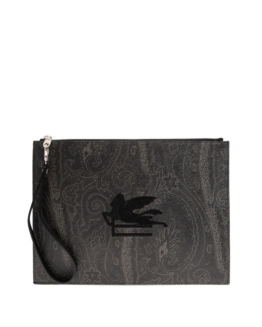 Etro Black Leather Pouch Slg for men
