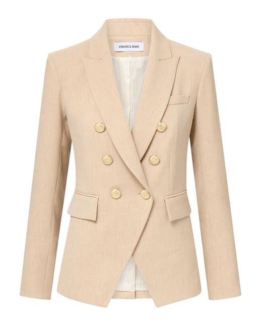 Veronica Beard Natural Miller Double-Breasted Button Blazer