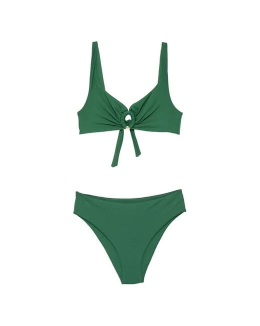 Fisico Green Ring-Detail Knoted Bikini