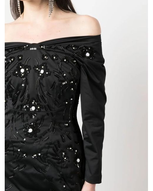 DSquared² Black Embellished Off-Shoulder Minidress