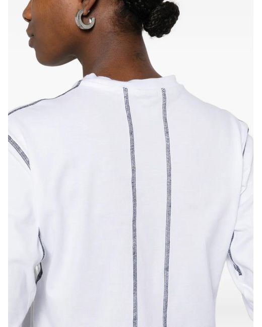 GR10K White T-Shirt À Coutures Contrastantes