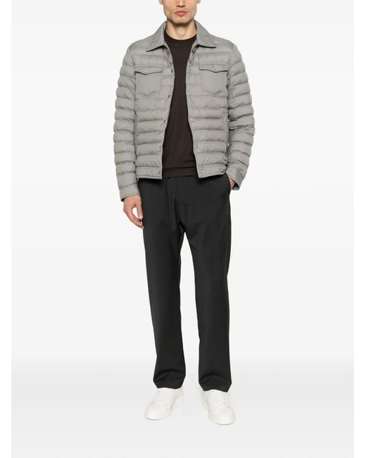Herno Gray Button-Fastening Patch-Pocket Shirt Jacket for men