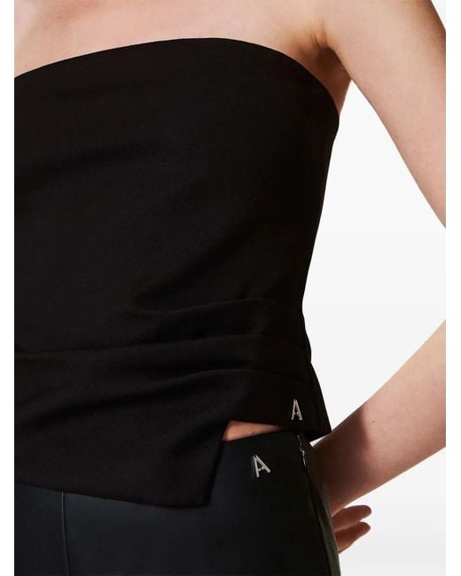 Top Drapeado Twinset de color Black