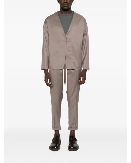 Hamza Brown Thom V-Neck Button Blazer for men