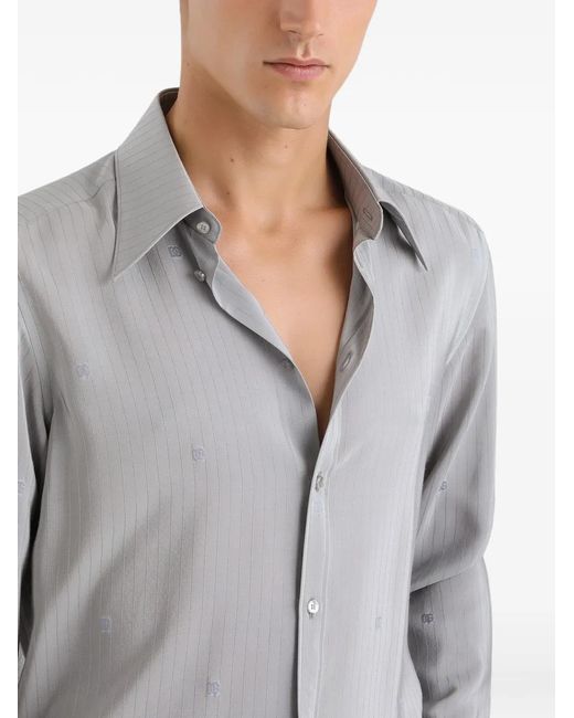 Dolce & Gabbana Gray Striped Buttoned Shirt for men
