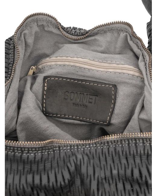 SOMMET Black Woven Zip Shoulder Bag
