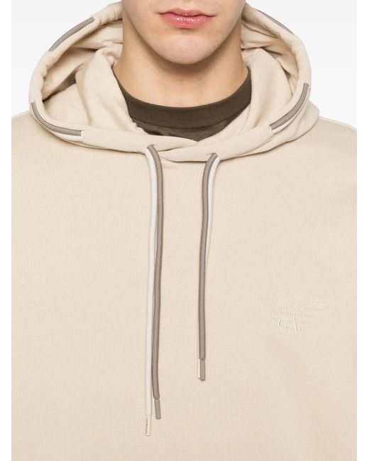 Emporio Armani Natural Logo-Deail Cotton Hoodie for men