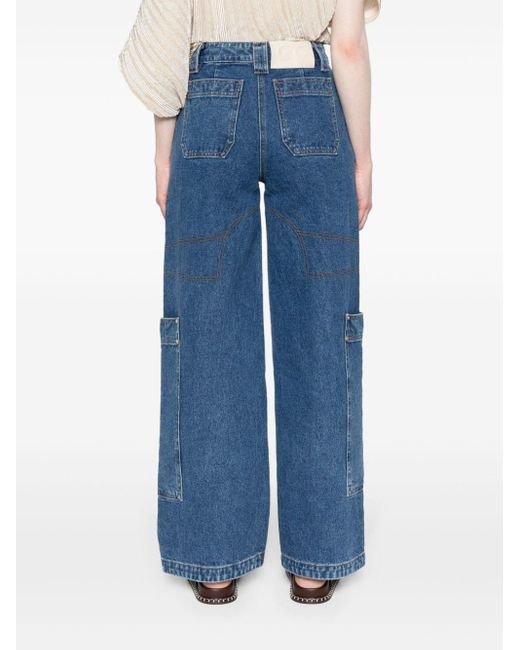 Cult Gaia Blue Wynn High-rise Wide-leg Jeans