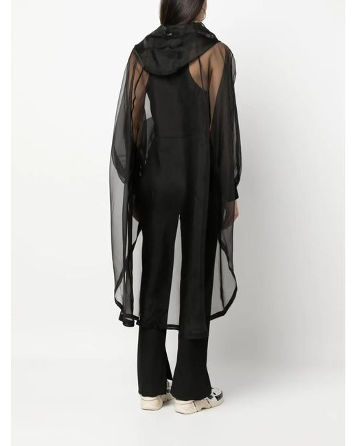 Herno Black Chiffon Hooded Cape