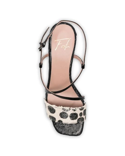 Roberto Festa White Patterned Open-Toe Sandals