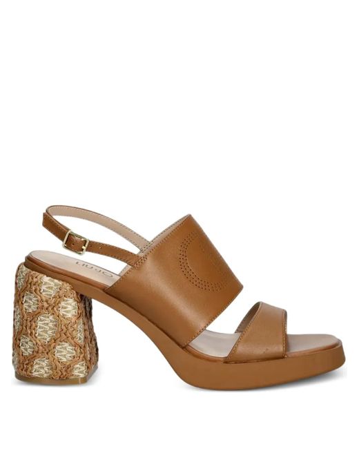 Liu Jo Brown 85Mm Perforated-Logo Sandals