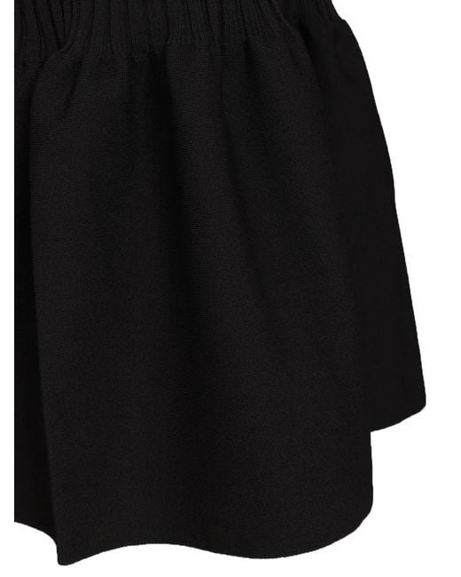 CFCL Black Ribbed-Knit Ruffled Midi Skirt