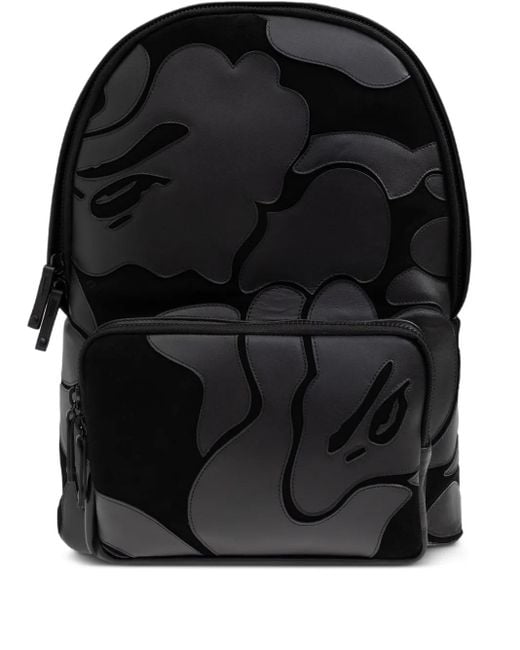 A Bathing Ape Black Camouflage-Pattern Backpack for men
