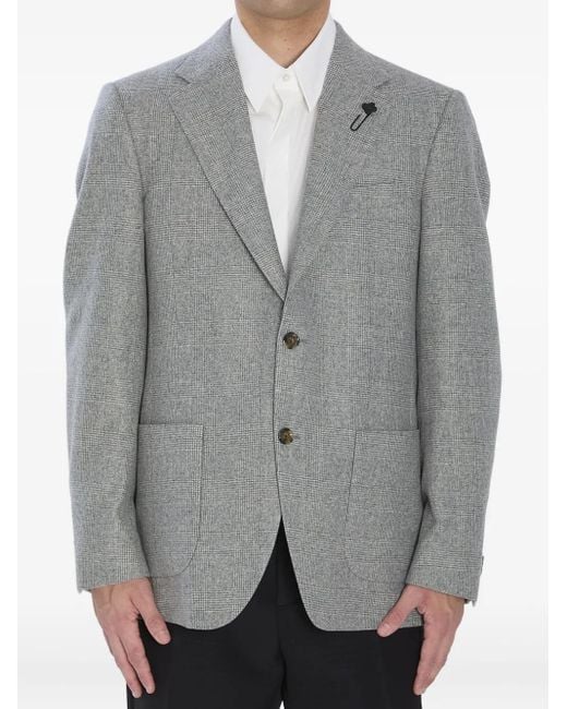 Lardini Gray Prince Of Wales Check Blazer for men