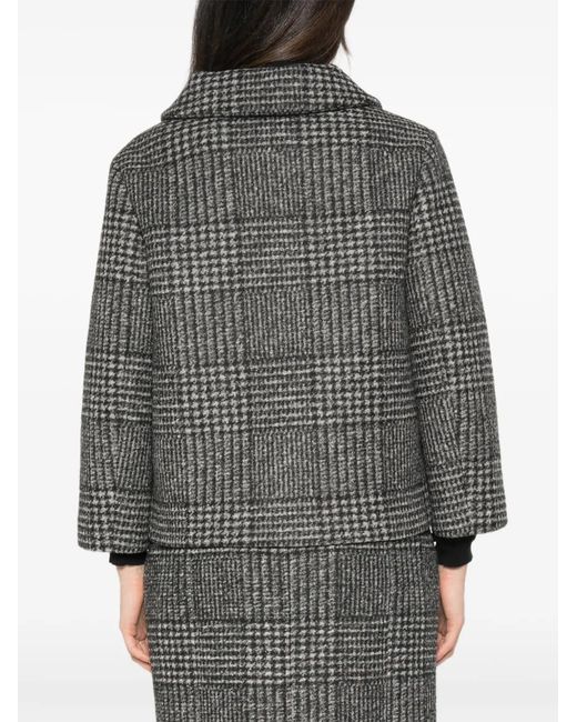 N°21 Black Check-Pattern Notched-Lapels Jacket