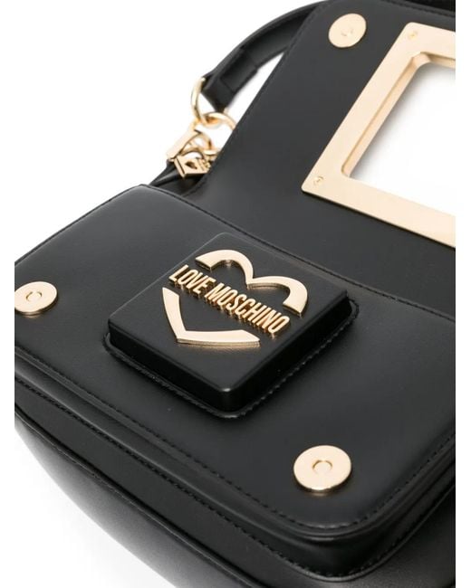 Love Moschino Black Logo-Plaque Tote Bag