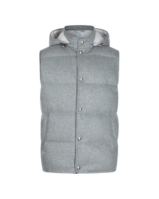 Eleventy Gray Hooded Padded Gilet for men