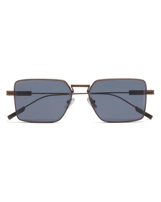 Zegna Blue Square-frame Tinted Sunglasses for men