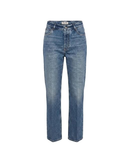 Miu Miu Blue Washed Denim Pants