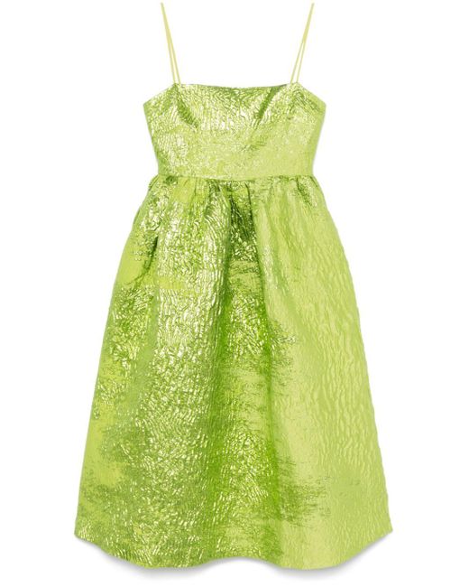 Stine Goya Green Voluminous Gathered Midi Dress