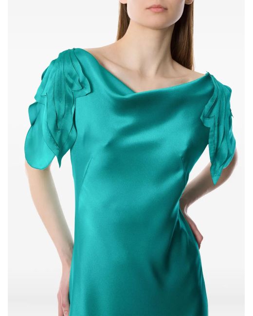 Alberta Ferretti Green Satin Maxi Dress