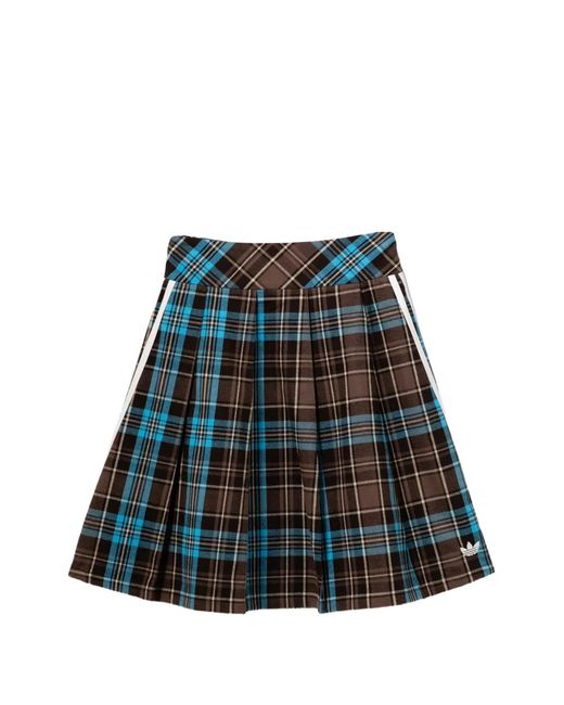 Adidas Blue Pleated Check Skirt