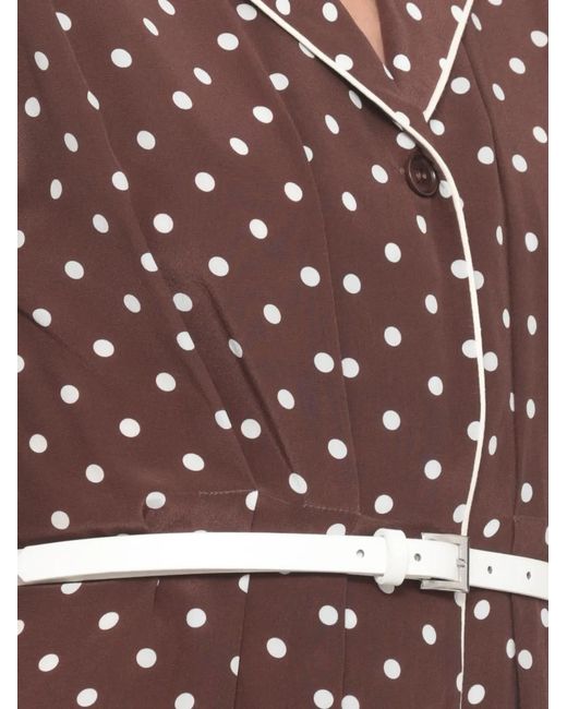 P.A.R.O.S.H. Brown Polka-Dot Belted Midi Dress